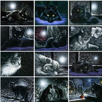photocustom paint by number black cat drawing on canvas handpainted oil painting art gift pictures by number animals kits home d