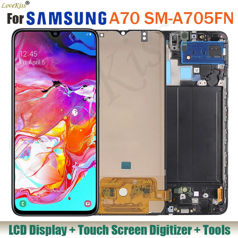 

For Samsung Galaxy A70 A705 A705F SM-A705FN/DS LCD Display Touch Screen Digitizer Front Panel Sensor Frame Assembly Replacement