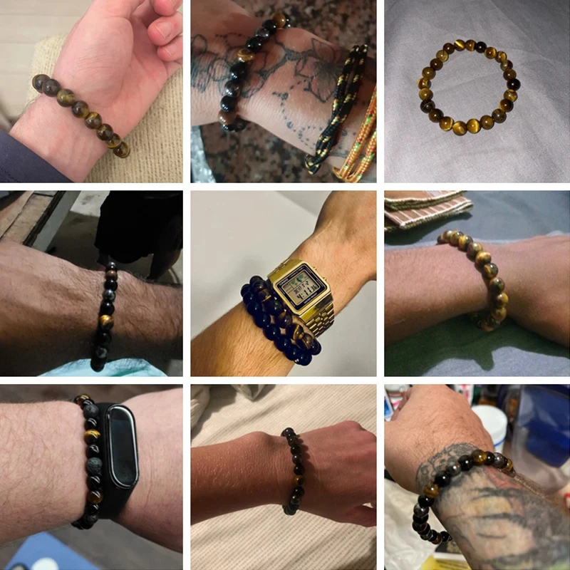 Высококачественный очаровательный браслет OAIITE с тигровым глазом 8 мм гематит