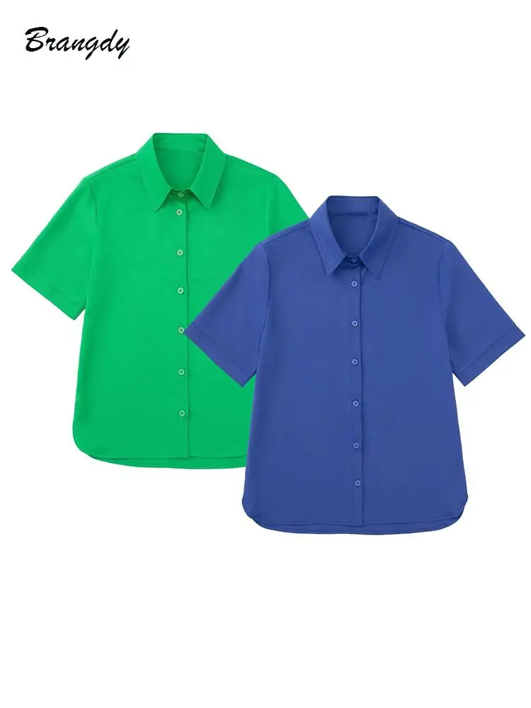 

Short Sleeve Shirts for Women Single Breasted Basic Shirt And Blouse Korean Fashion Summer 2022 Casual Office Elegant Ladies top