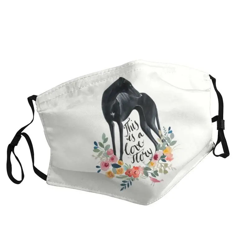 

Breathable Greyhound Dog Flowers Mask Italian Animal Anti Haze Protection Mask Respirator Mouth Muffle