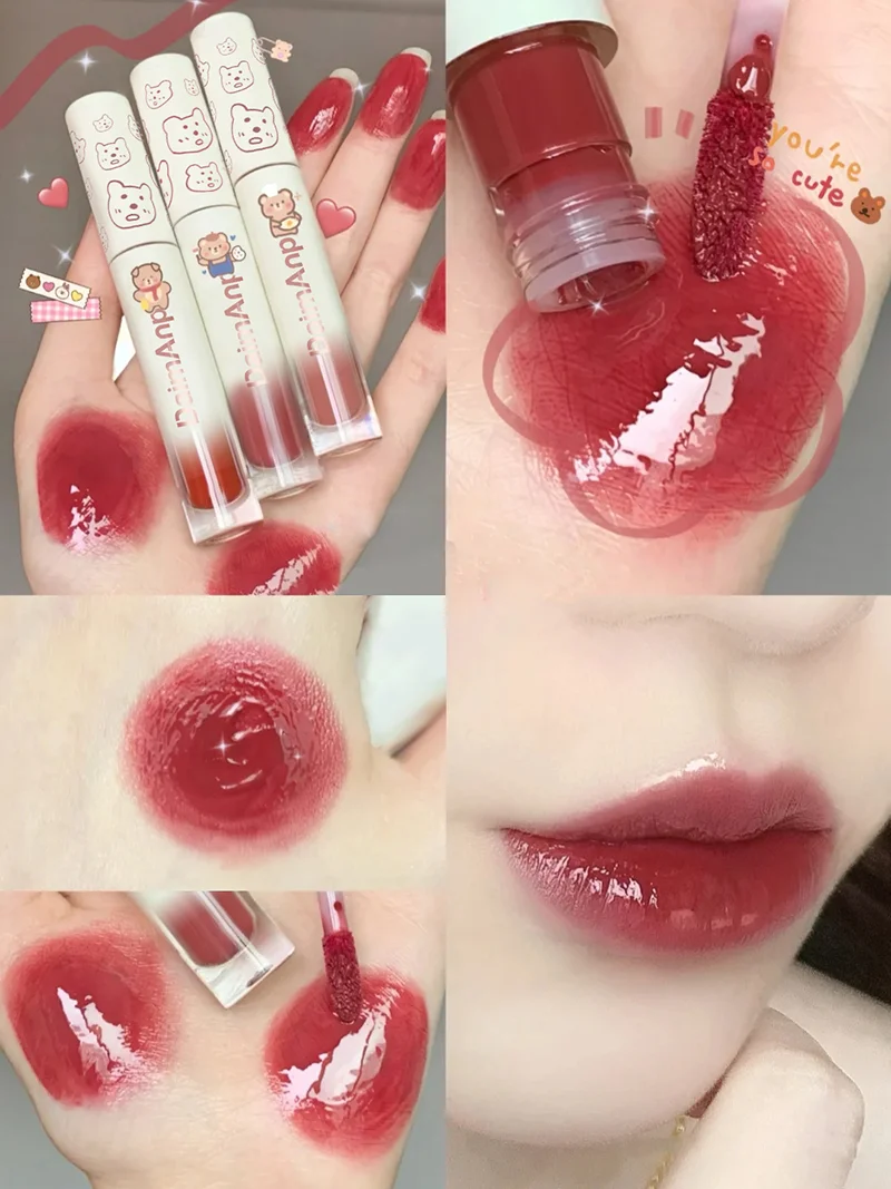 

DAIMANPU Mirror Lipstick Matte Texture Lip Gloss Waterproof Sweat Resistant Long Lasting Lip Glaze Sexy Red Lip Makeup TSLM2
