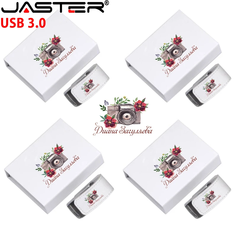 

JASTER New 3.0 Usb Flash Drives U Disk Gift Leather Shell Model + BOX Pendrive 4GB 8GB 16GB 32GB 128GB 1 PCS Free Custom LOGO