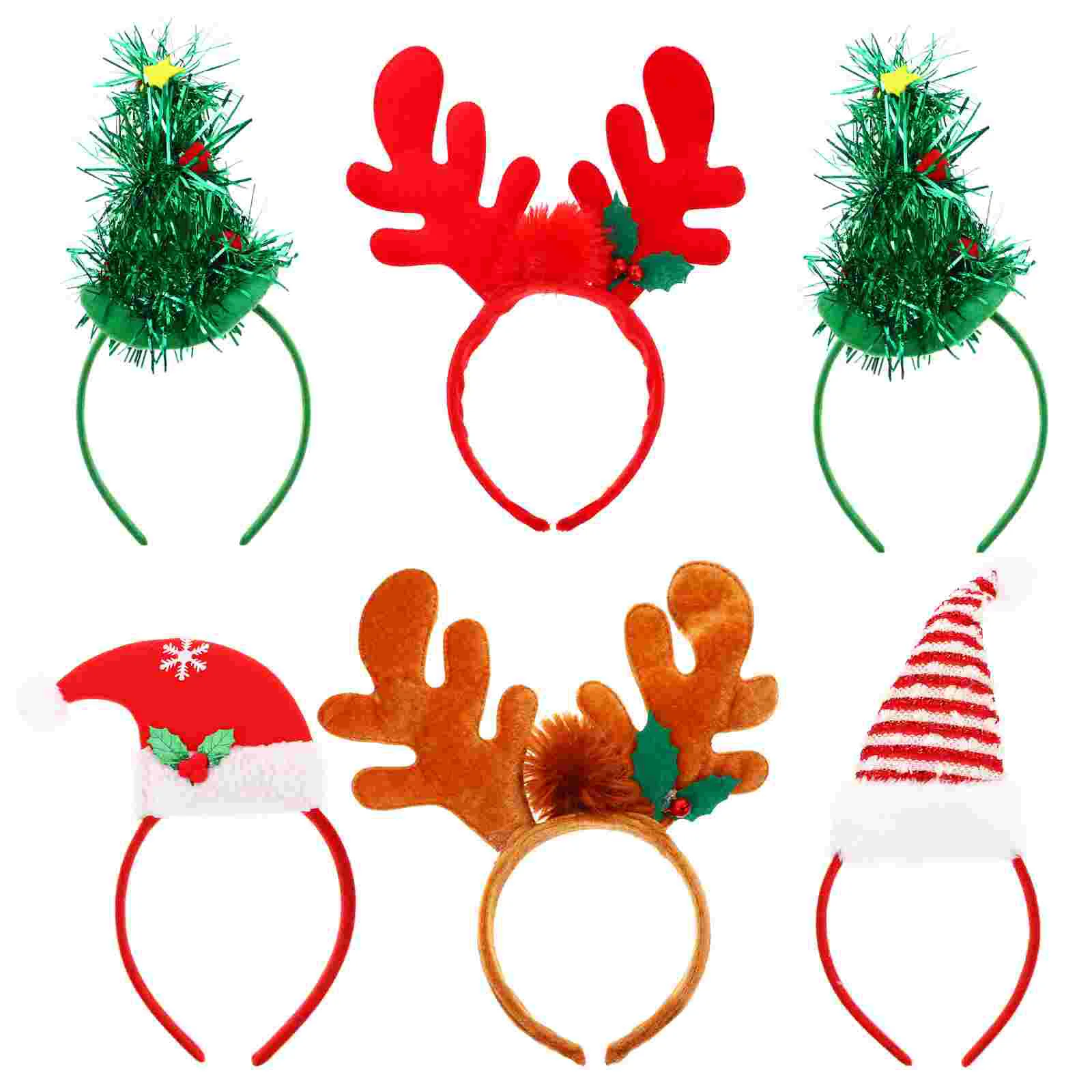 

6 Pcs Christmas Hat Headband Kids Hair Accessories Party Hoop Supplies Hairwear Prop Filler Lovely Headdress Fabric Child