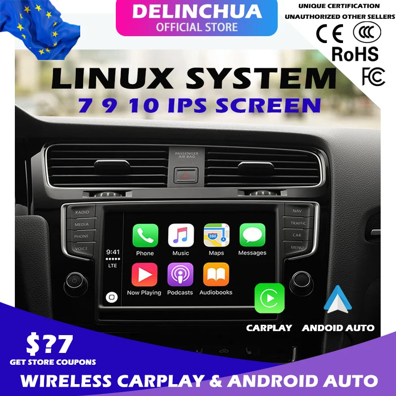 

DELINCHUA Wireless Carplay Android Auto Car Stereo 7 9 10 inch Android Player Radio 2 Din Universal Car Video Players