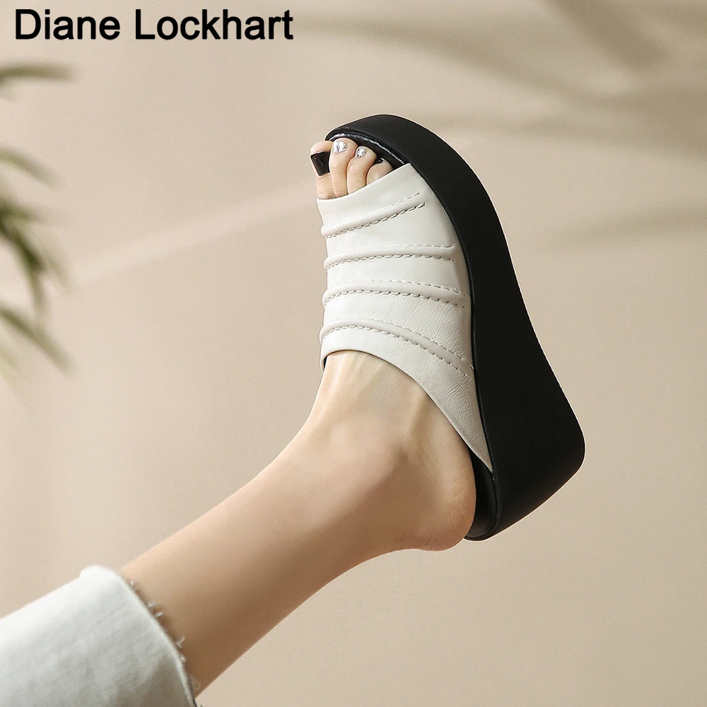 

Platform Slippers Women's Summer Slides Sandals Peep-Toe Shoes Woman Casual Wedges For Women High Heels Mules Ladies Footwear