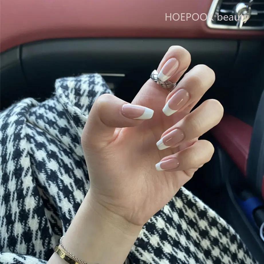 

24pcs French Short T Wearing Reusable False Nails Seamless Removable Artificial Acrylic Press On Fake Nails Free Shipping Items