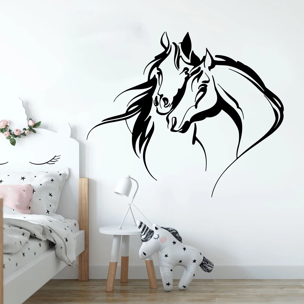 

Large Wedding Two Horses Love Wall Sticker Bedroom Party Jungle Animal Couple Horse Unicorn Wall Decal Playroom Home Decor