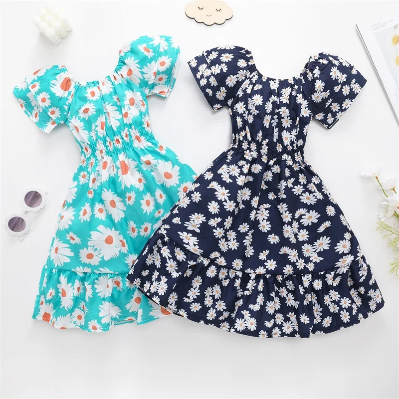 

Женское летнее платье принцессы с коротким рукавом и цветочным принтом