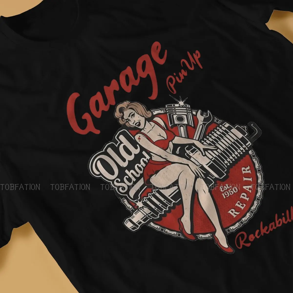 Футболка с надписью Old School Garage Pin Up Girl Essential хлопковая футболка большие