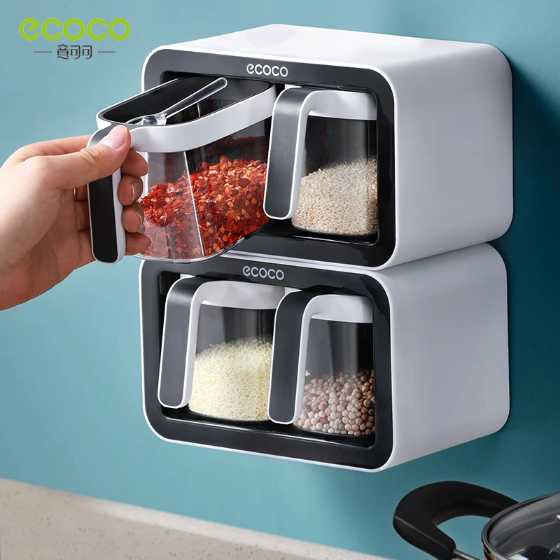 

Wonderlife Wall Mount Spice Rack Organizer Sugar Salt Shaker Seasoning Container Spice Boxes \Kitchen Supplies Storage Set