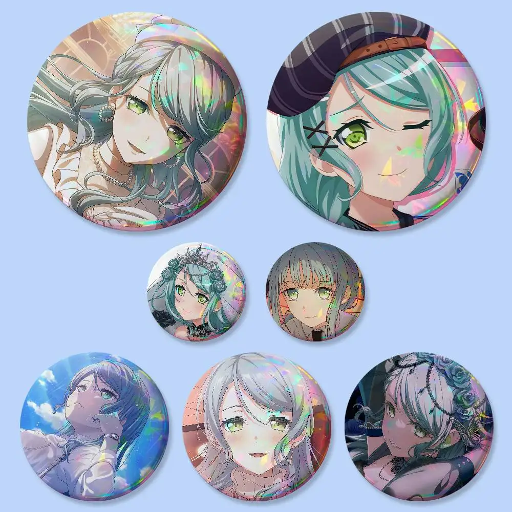 Фото Значки Hikawa Sayo BanG Dream (25, 32, 44, 58, 75 мм), круглые, для косплея, украшение для сумок, подарки для фанатов, друзей, сувенирная брошь №2