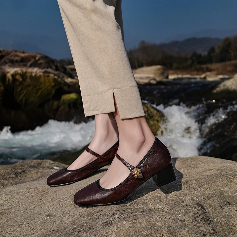 Женские туфли-лодочки во французском стиле элегантные туфли с пряжкой простые на