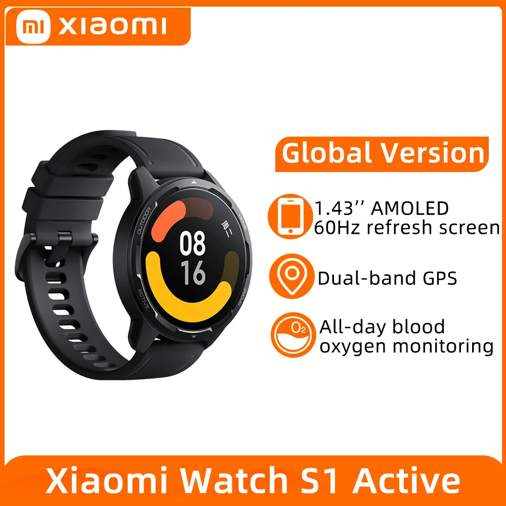 

Global Version Xiaomi Watch S1 Active 1.43" AMOLED Display Bluetooth Phone Calls GPS Mi Smartwatch Blood Oxygen 12 Days Battery