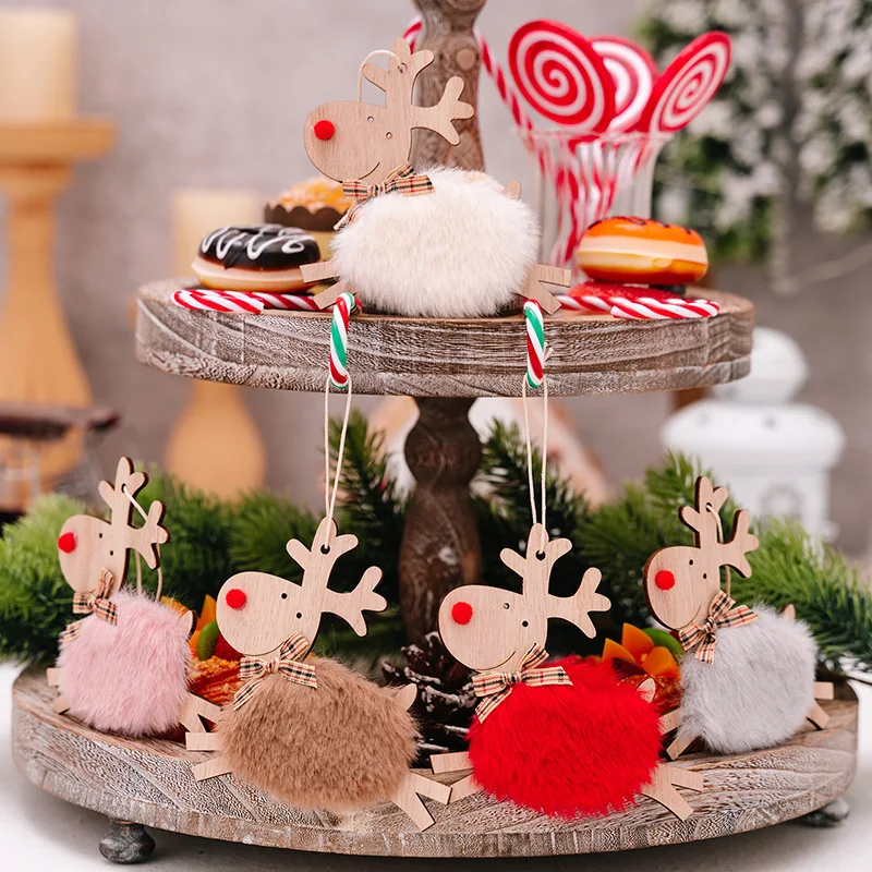 5 украшений Haobei рождественская елка подвеска в виде оленя деревянный кулон лося