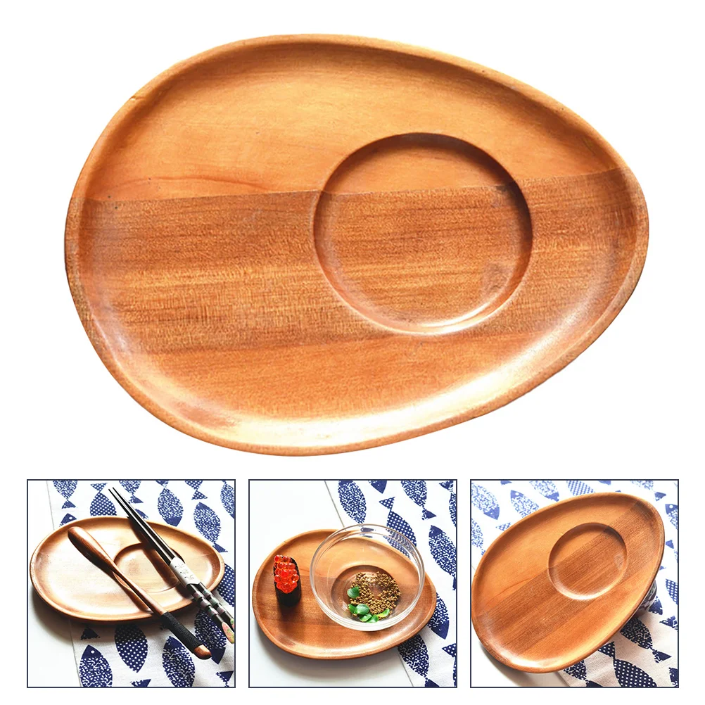 

1pc Natural Wooden Tray Food Fruit Serving Plate Dessert Tray Tableware Tray