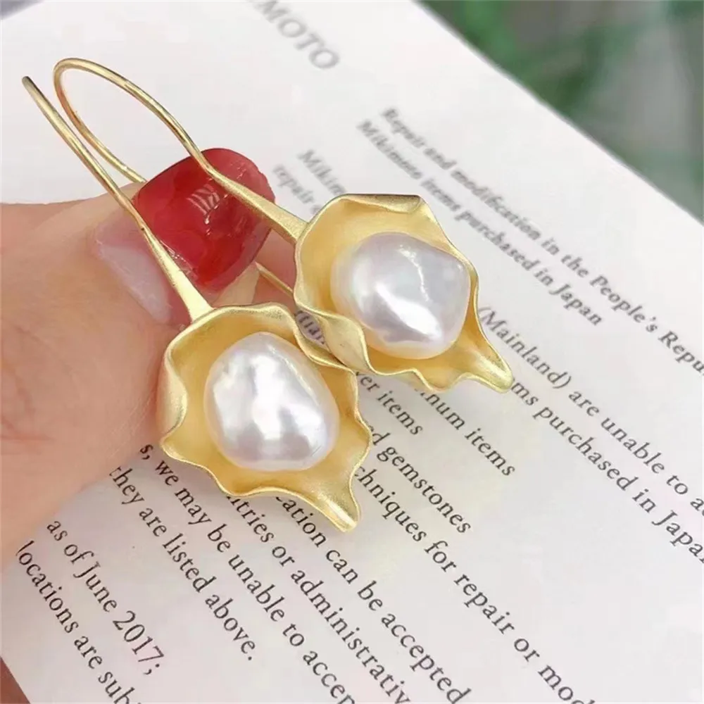 

DIY pearl earrings accessories S925 sterling silver jewelry shell silver earrings female empty holder Fit 8-10mm round beads