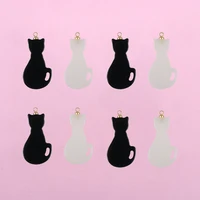 10pcs cute white black cat charms for diy earrings necklaces jewelry making findings animal acrylic accessories wholesale bulk