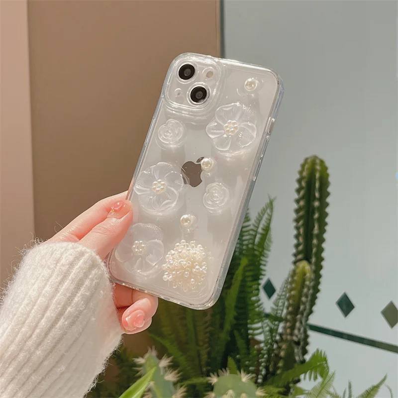 

Модный уникальный милый мягкий чехол для телефона с кристаллами и цветами мечты для IPhone 13, 12 Pro, Max, XR, XS, X, 11, 7, 8 Plus, прозрачная блестящая задняя...