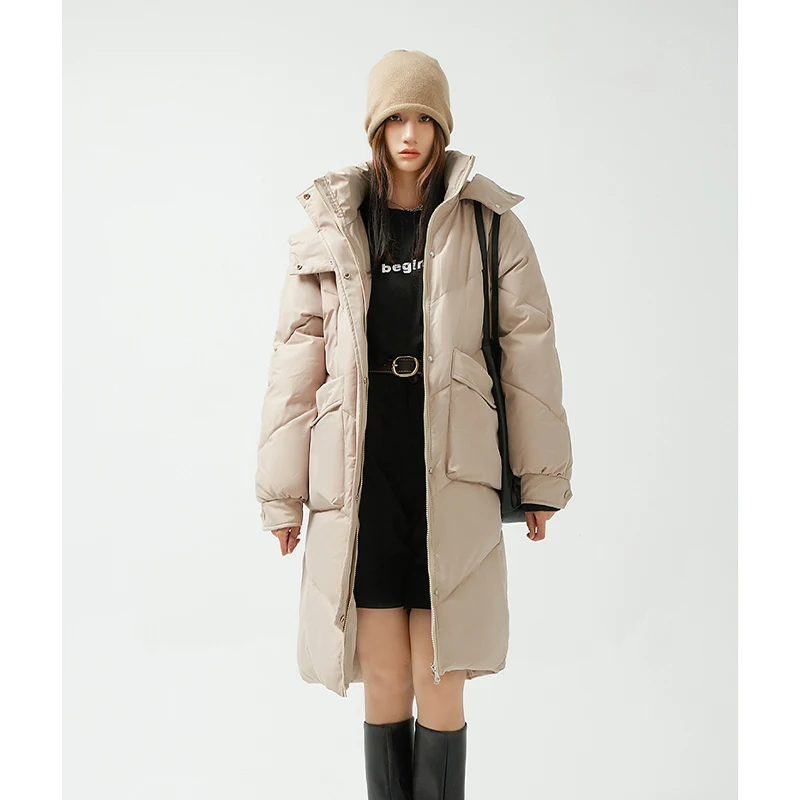 Fashion Women's Warm Long Cotton Clothes Loose Casual Thicken Long Sleeve Solid Parka All-match Women Winter Down Padded Jacket