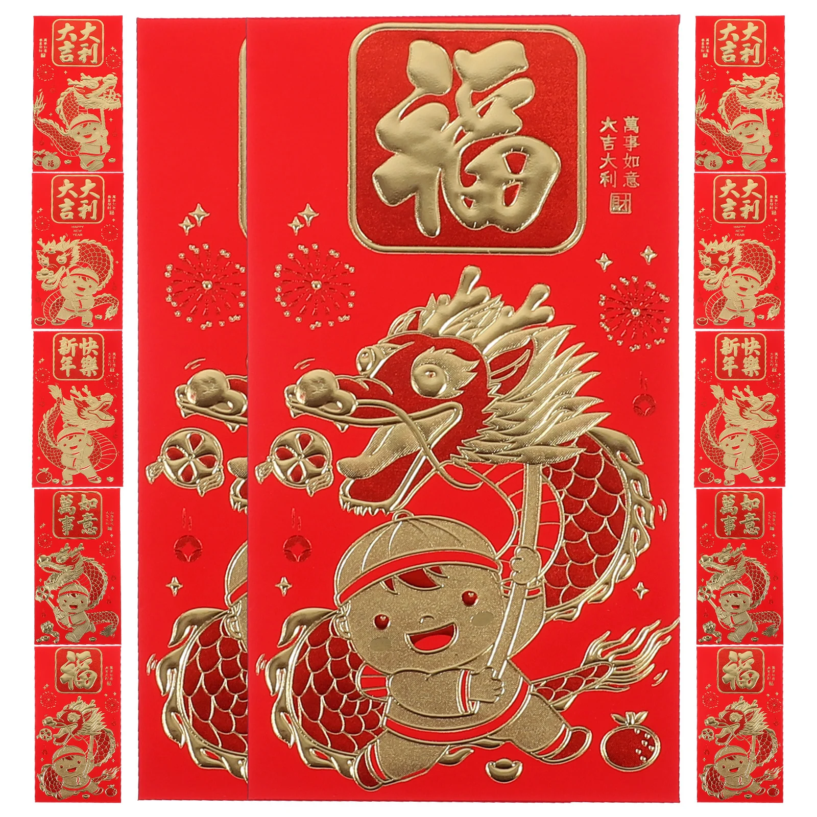 

60 Pcs Chinese Red Envelope 2024 Money Bag Pocket The Gift Zodiac Packet Lunar New Year Envelopes Paper