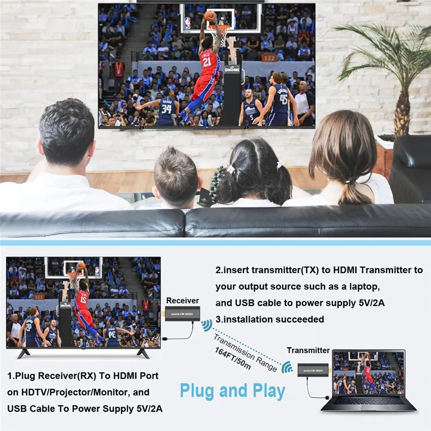 Беспроводной HDMI видеопередатчик и приемник 50 м |