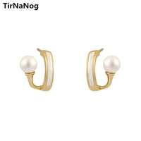 tirnanog baroque imitation pearl earrings fashion simple unique design acrylic geometric imitation shell earrings women jewelry