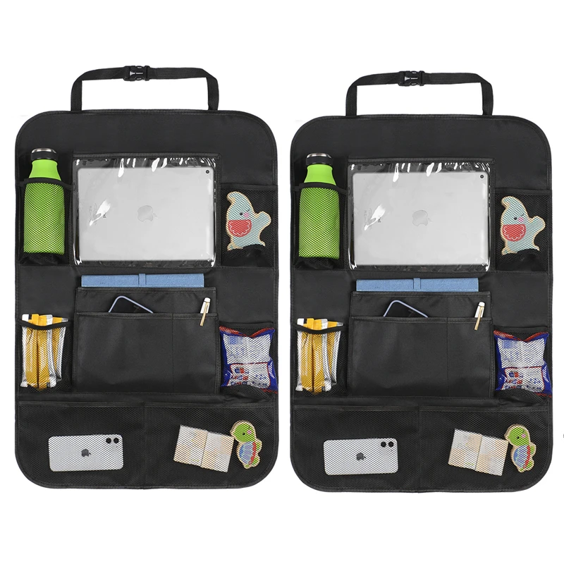 

Car Seat Back Organizer Multi-Pocket Hanging Storage Bag Tablet Cup Holder Stowing Tidying Anti-Kick Mats for Kid