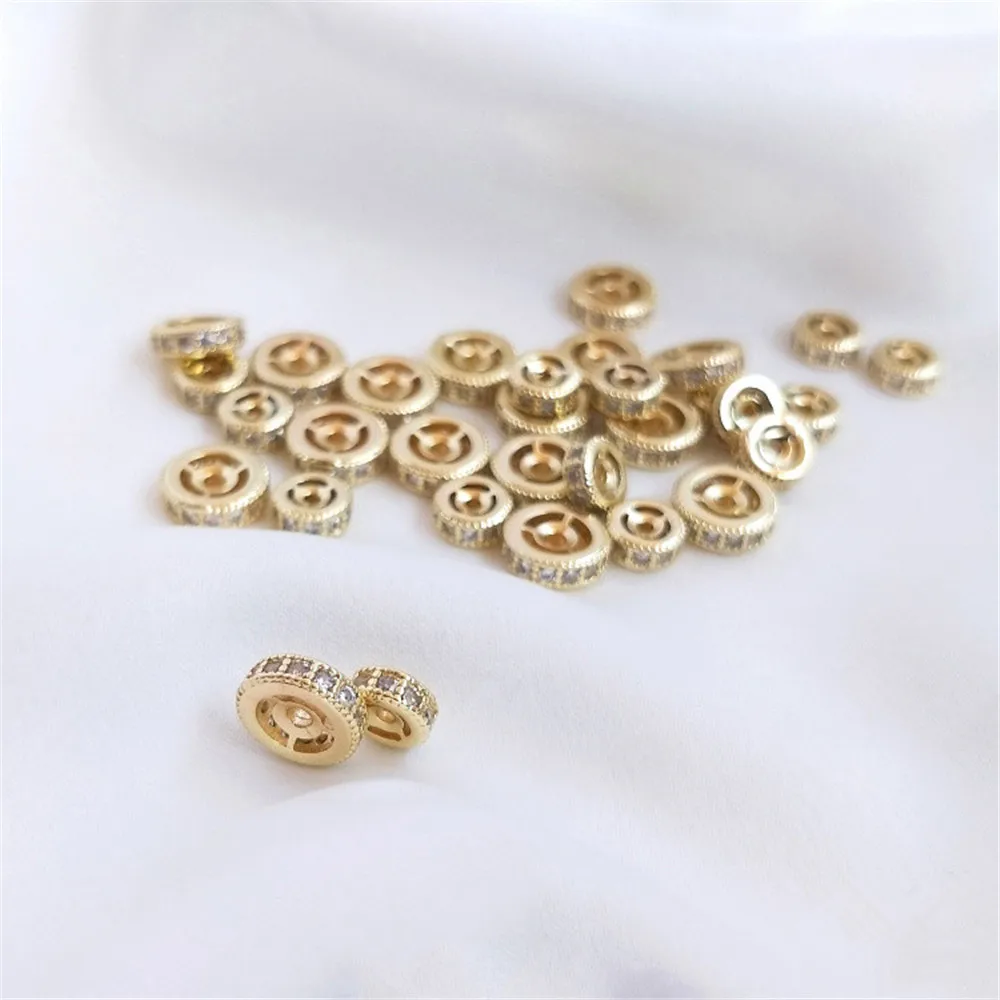 

14K Gold Filled Plated Accessories inlaid zircon wheel bead divider bead divider DIY bracelet head accessories