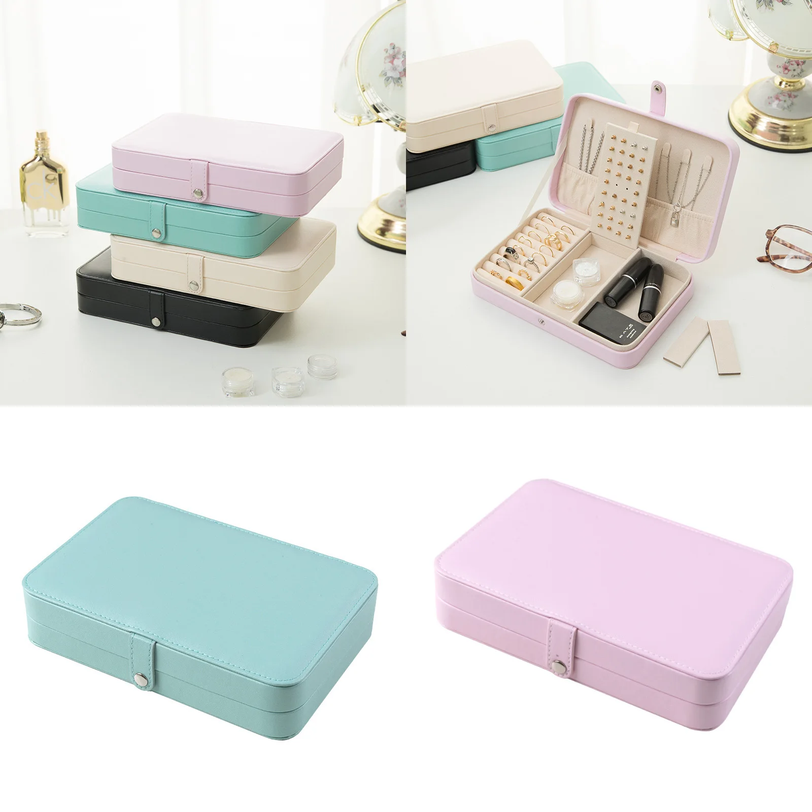 

Плюшевый бархатный Органайзер, маленький портативный дорожный футляр для ювелирных изделий, мини-держатели для ожерелий, серег, колец