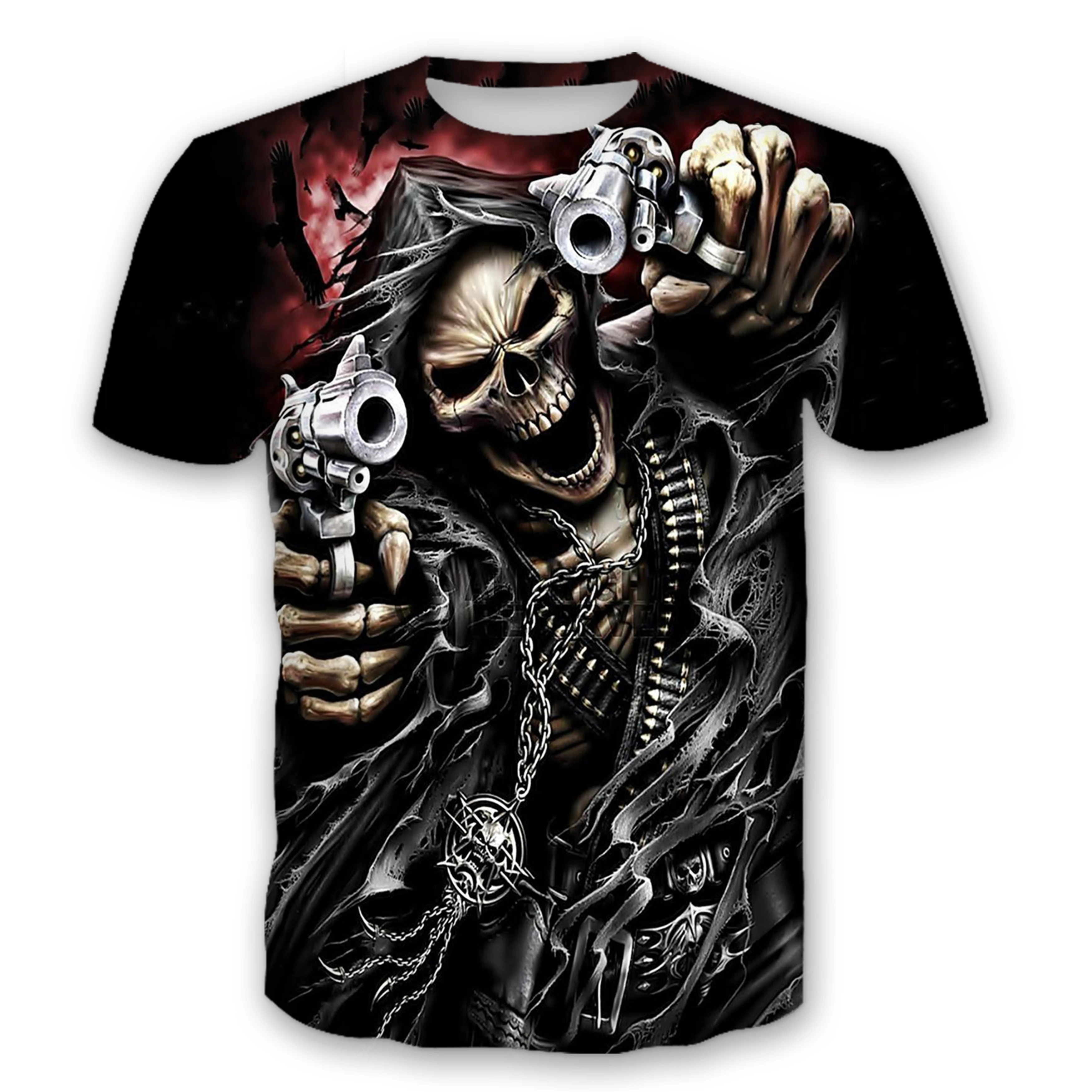 

Men's Skull 3d Printed short sleeve O-Neck Funny Tops t shirt