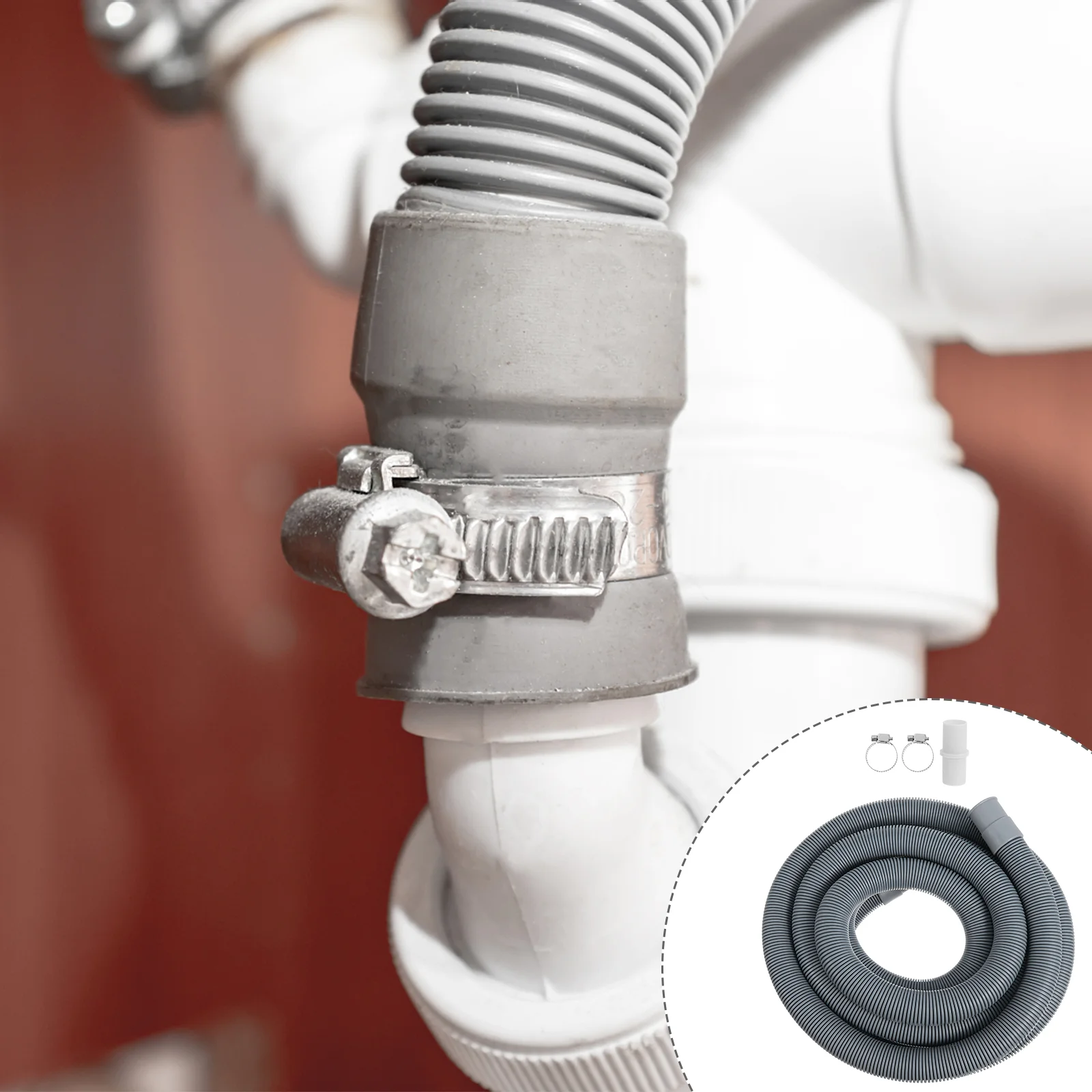 

1 Set Drain Hose Replacement Practical Extension Washing Machine Hose Connector Drain Pipe