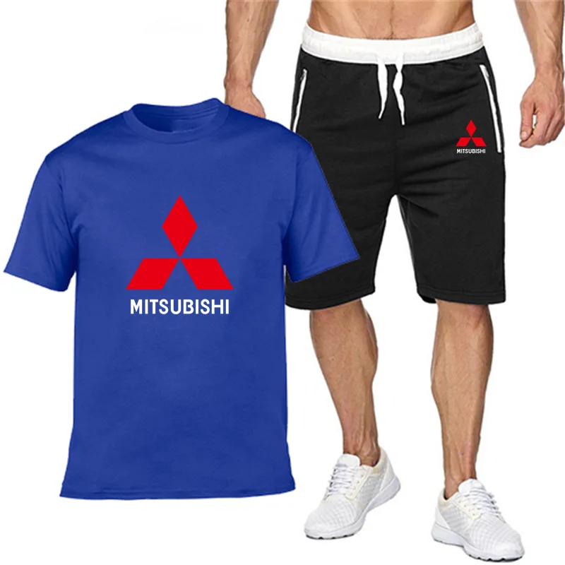 

Mens Short sleeve Mitsubishi Car Summer Mens Shirt Hip Hop Harajuku T-Shirt high quality Cotton T Shirts pants suit Sportswear