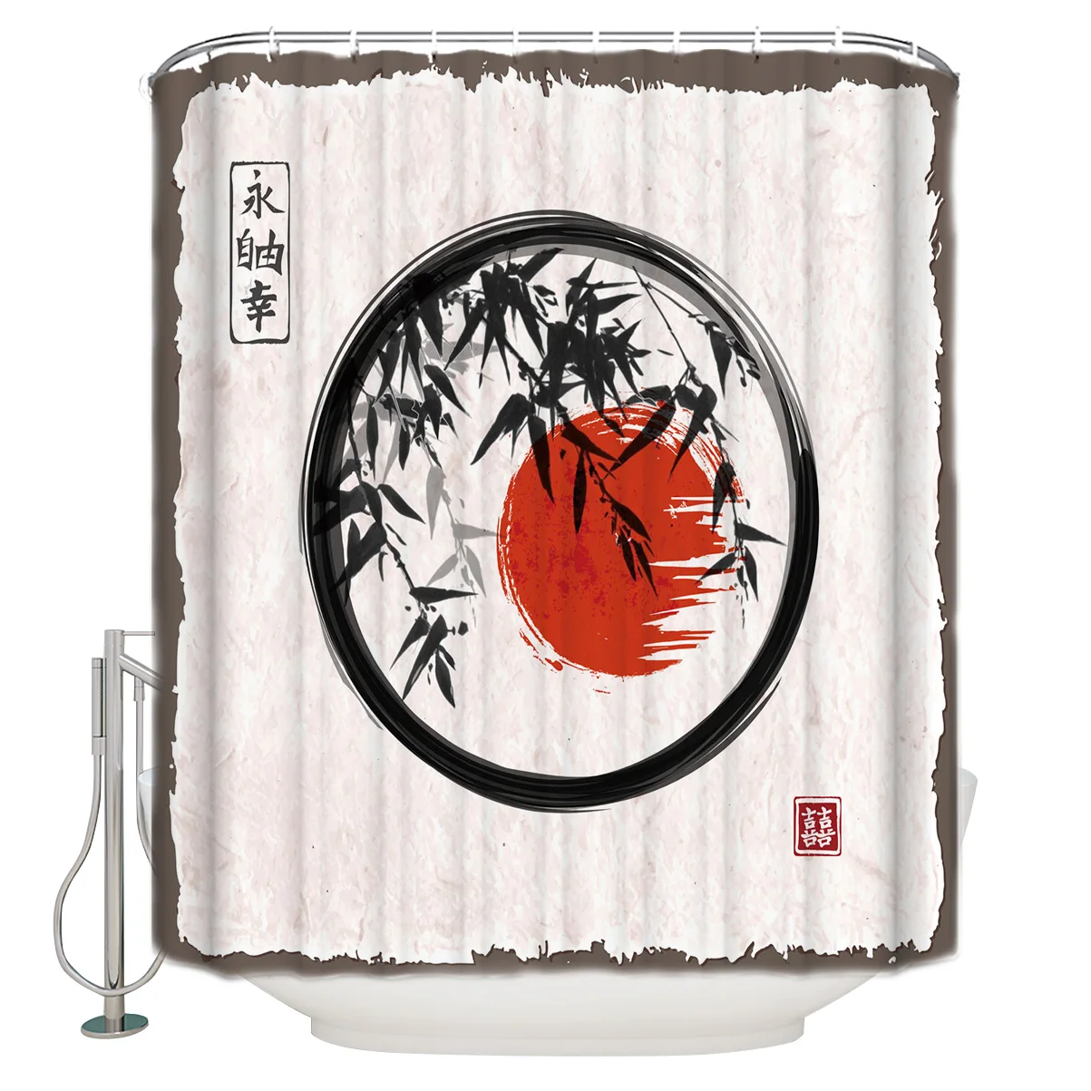 

Занавеска для душа чернильная из бамбука с защитой от плесени