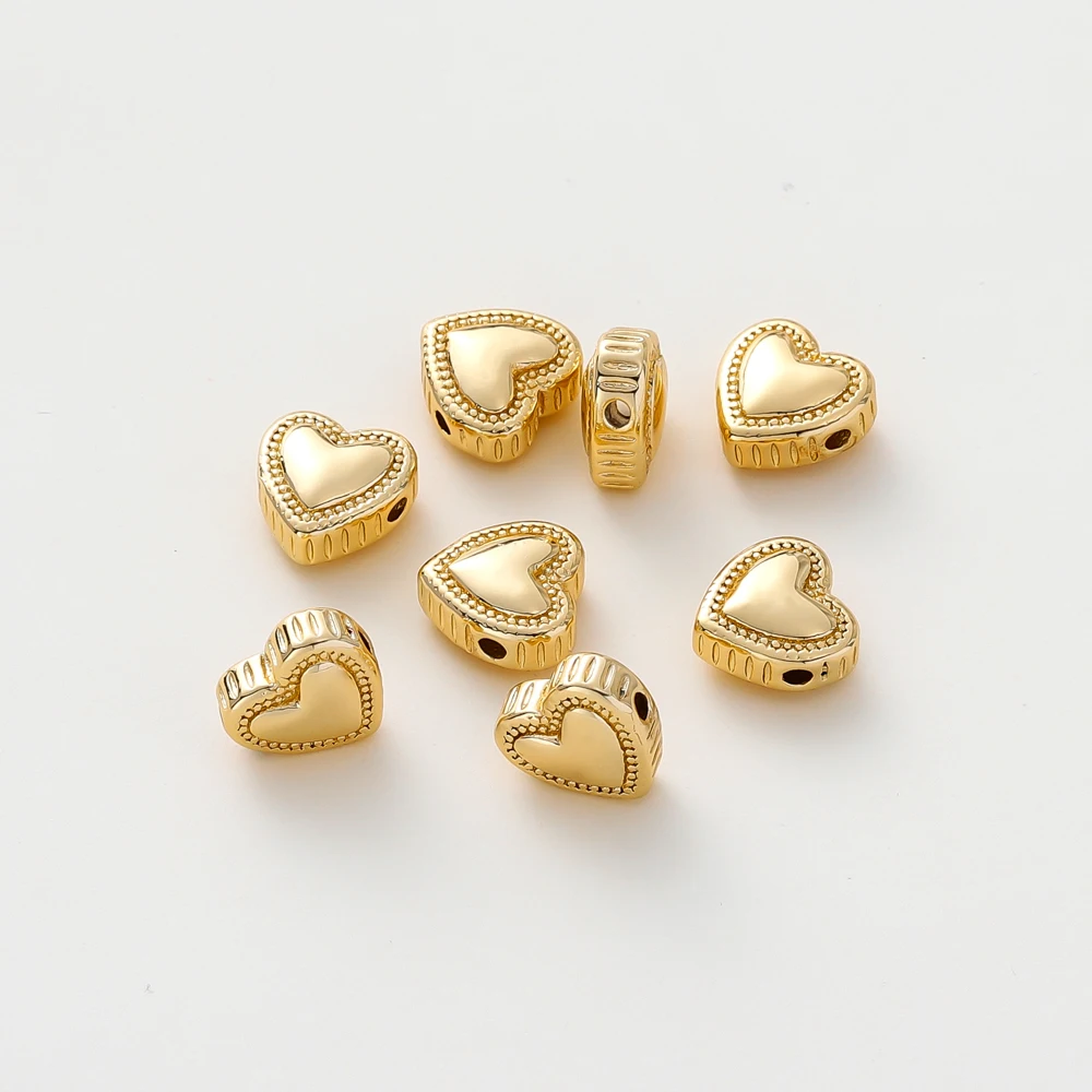 

5Pcs 4K/18K Gold Plated Brass Round Square Cross Sweet Heart Beads Spacer Beads Jewelry Making Supplies Diy Necklaces Findings