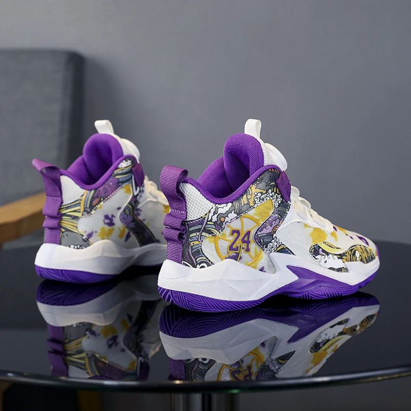 New Arrival Children Shoes Kids Basketball Shoes Thick Sole Non-slip Boys Sneakers Breathable Comforthable Child Sports Shoes