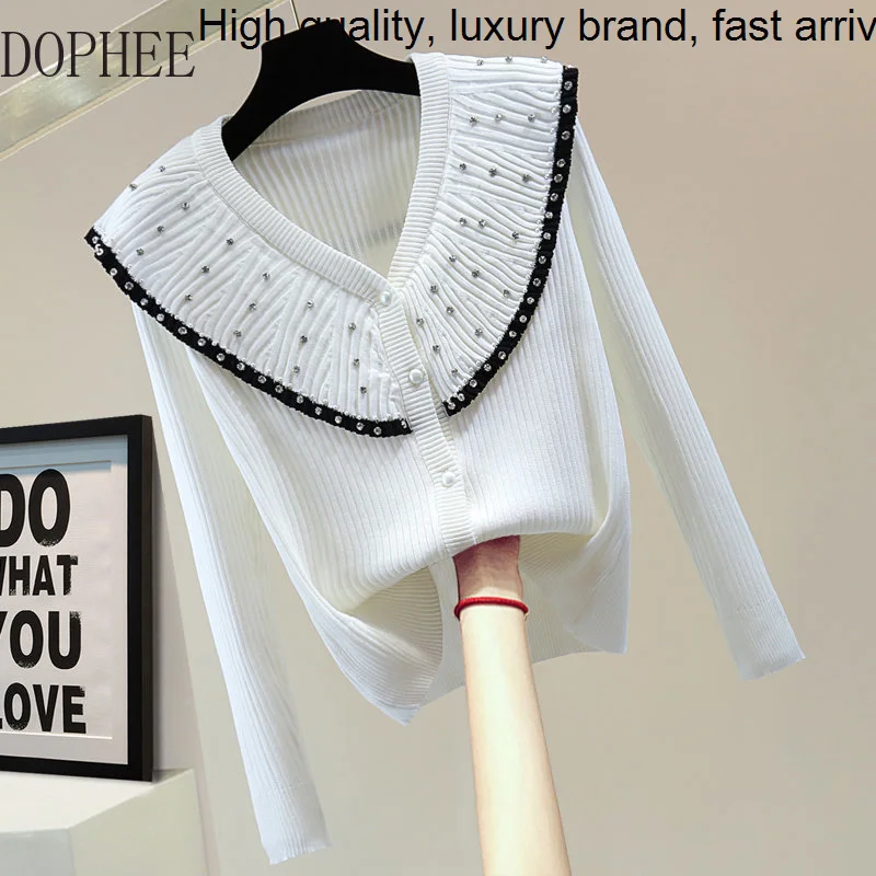 Женский вязаный кардиган с V-образным вырезом Универсальный Длинный свитер