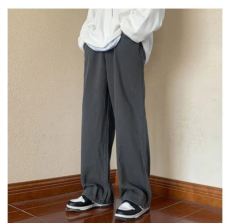 Yasuk Spring Autumn Winter Solid Casual Men's Button Waist All-Match Cool Boys Design Loose Button Pants Pocket