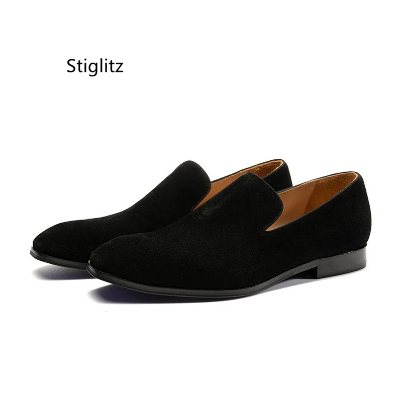 

High Quality Black Flannel Flat Casual Shoes Slip On Loafers Shoes for Men Wedding Party Business Dress Shoes Social Shoe Male
