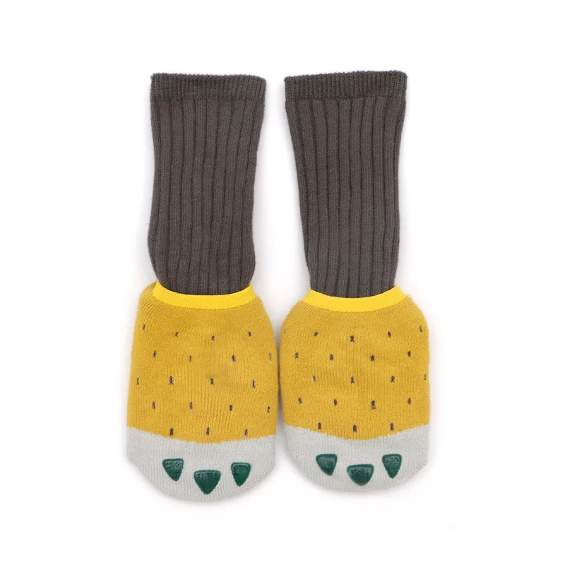 

0-5 Years 2pair Children Non-slip Floor Socks Detachable Cartoon Claw Baby Padded Glue Dispensing Toddler Shoes Baby Tube Socks