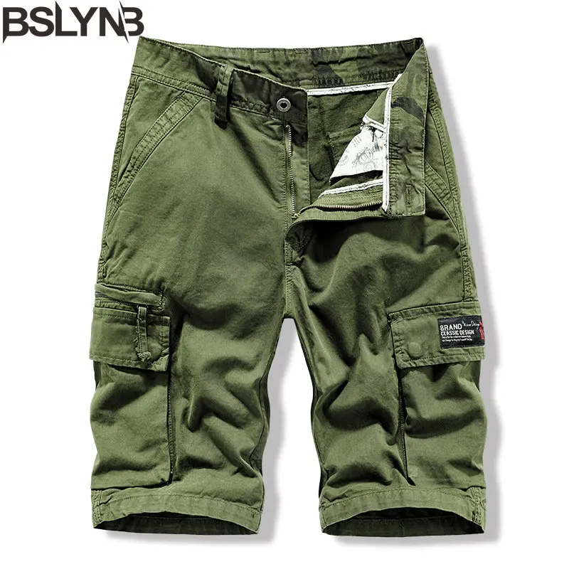 

Шорты-карго мужские из чистого хлопка, модные удобные короткие штаны с несколькими карманами