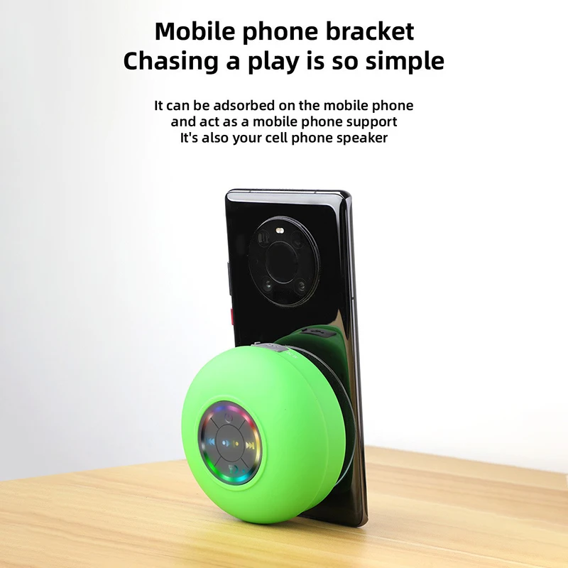 Портативная настенная колонка Lenovo с Bluetooth, водонепроницаемая (IPX4), со светодиодной подсветкой, для ванной и улицы, с большой присоской для крепления (art.: 3920da65bfb87) - 3920da65bfb87