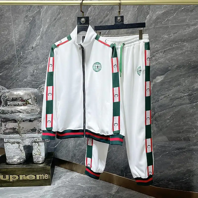 

European station tide brand 2022 spring and autumn new casual sports suit men's letter webbing jacket trousers two-piece set
