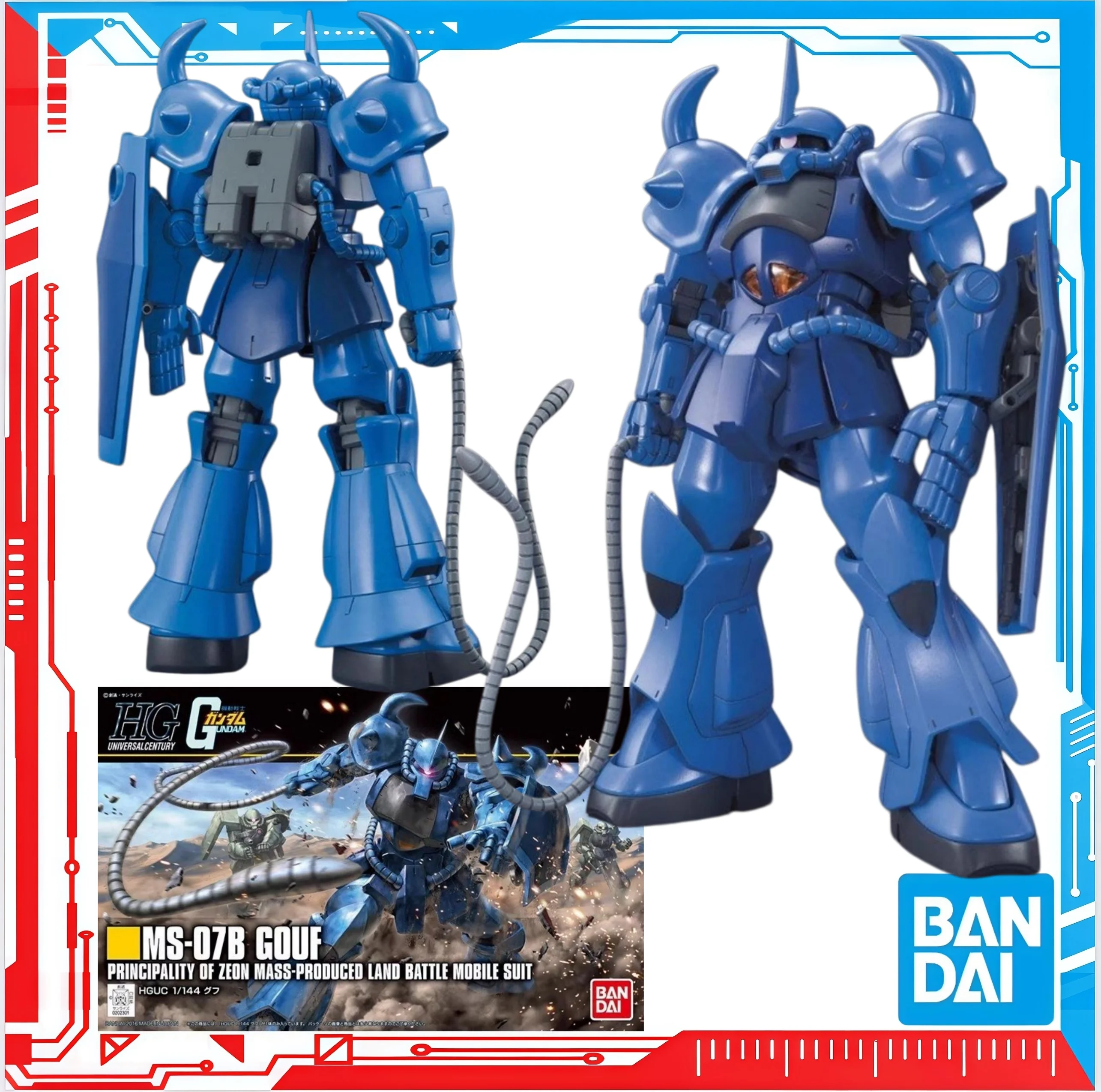 Фото Оригинальная фигурка Bandai, модель Gundam, набор для сборки HGUC 1/144 MS-07B GOUF, коллекционная фигурка Gundam, игрушки для мальчиков, подарки №1