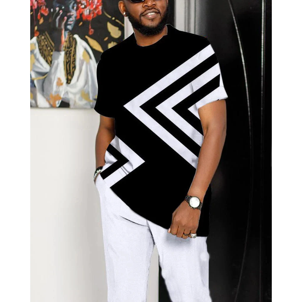 Afrika Dashiki Pant Set Summer Men's Street Short Sleeved 2-Piece Sports Jogging Suit Male Oversized Tracksuit Outfits