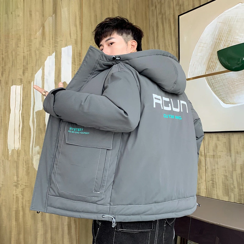 Cotton-Padded Coat Men's Autumn and Winter New Work Clothes Hooded Warm Cotton-Padded Jacket Fashion Brand Winter Clothing Coat