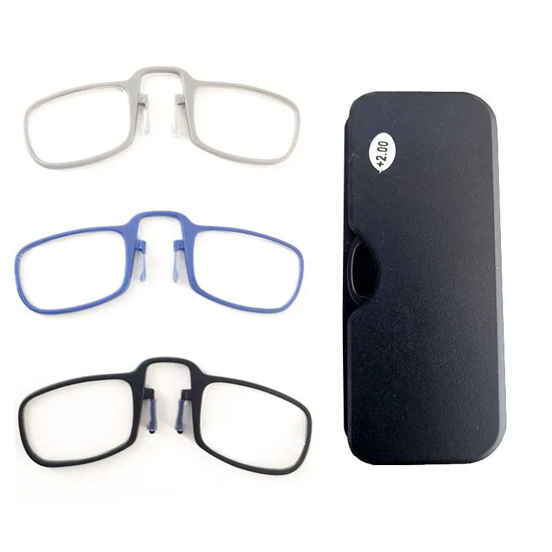 

2020 Newest Mini SOS Wallet Reading Glasses Nose Clip on Presbyopic Glasses Men's and Women Men Glass Frame Black High Quality