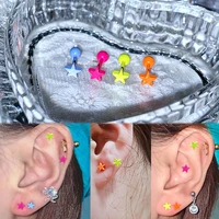 2pc stainless steel ear piercing studs helix earring conch tragus lobe cartilage star helix piercing korean jewelry 16g 1 2mmbar