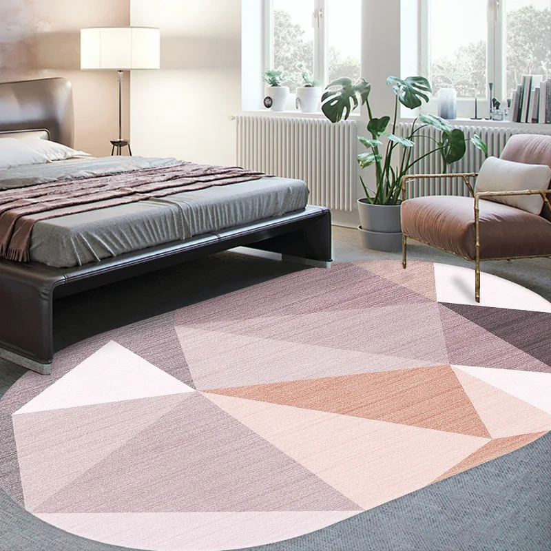 

New Fashion Modern Minimalist Oval Geometric Elliptical Gray Beige Pink Living Room Bedroom Bedside Carpet Bathroom Floor Mat