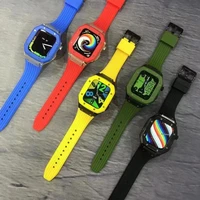 for apple watch series 7 se 6 5 4 iwatch 44mm 45mm watchband case shellbox g19 outdoor sports anti fall silicone bracelet cover